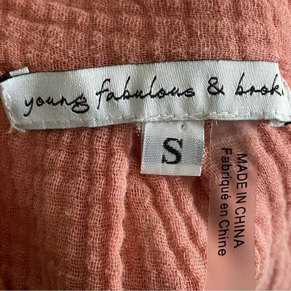 Young Fabulous‎ and Broke Gauze Cotton Dip Dye V-Neck Top Raw Hem Women's Small - Picture 6 of 8